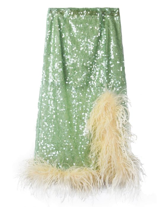 OSTRICH FEATHER SEQUIN SKIRT