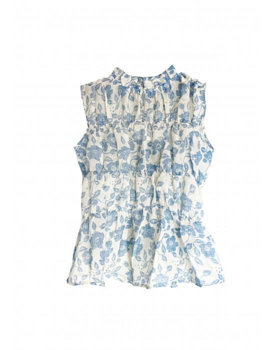 Floral Fold Sleeveless Top