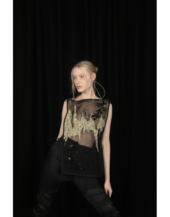 Celestial Embroidered Mesh Top