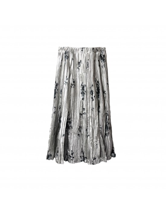 ROSE PRINTED STRIP PLEATED SKIRT