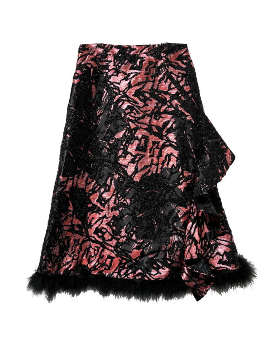  JACQUARD FEATHER RUFFLE SKIRT