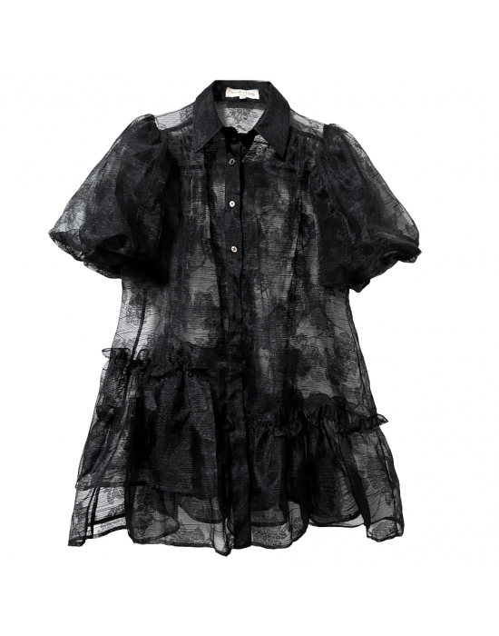 FLORAL JACQUARD ORGANZA SHIRT